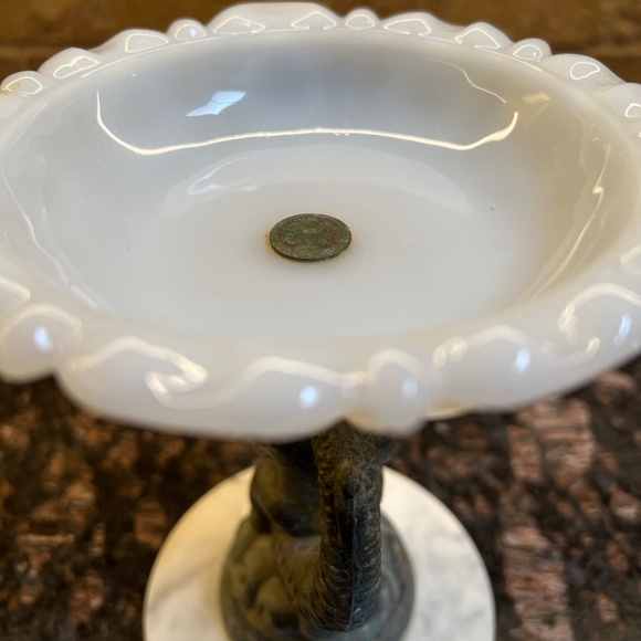 Vintage Whimsical Cherub on a Fish with Marble Base - Picture 5 of 9